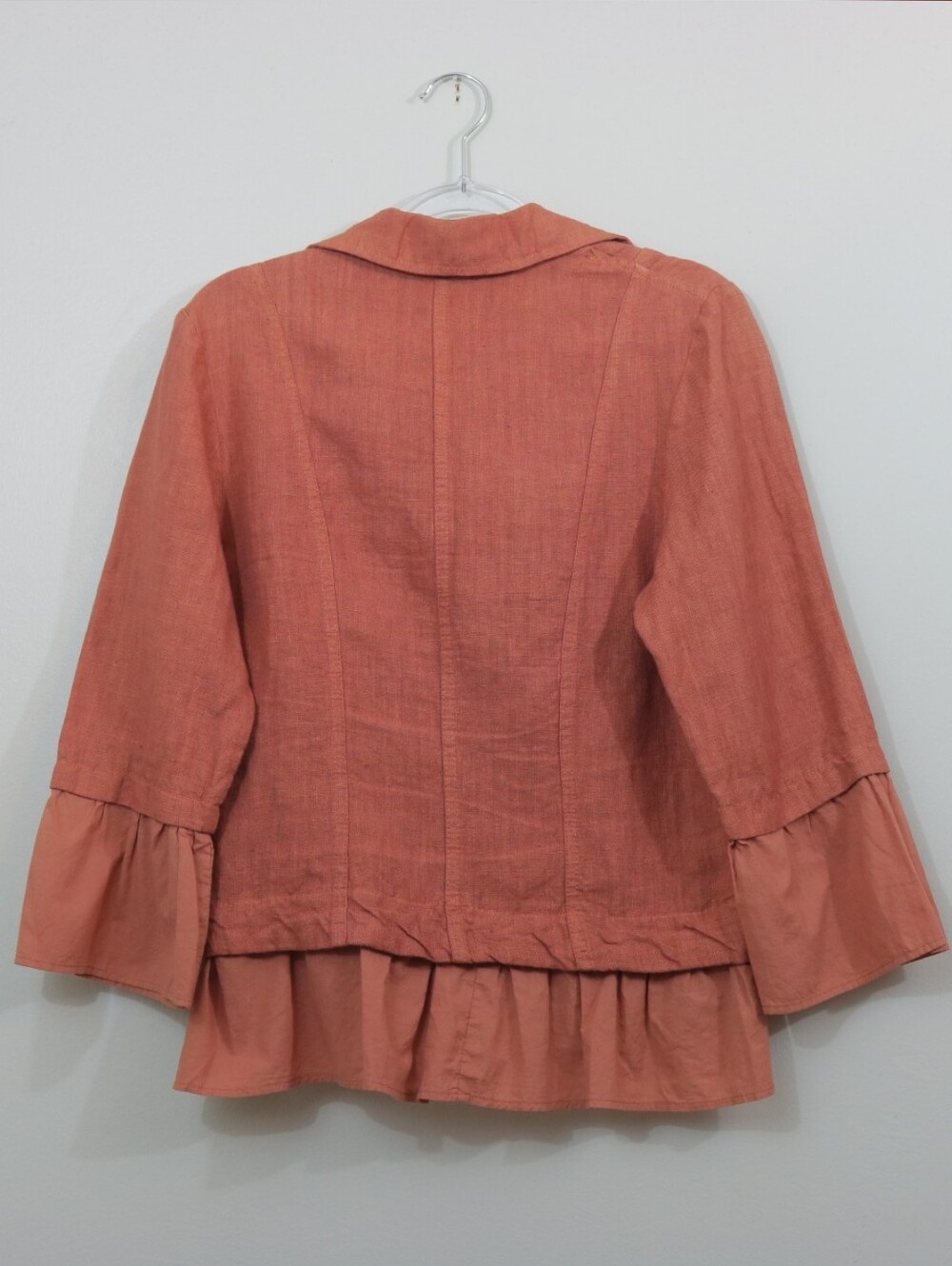 CP Shades Rust Linen Ruffle Blazer Jacket - Picture 5 of 10